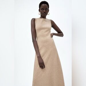 NWT Zara Brown Knit Midi Dress